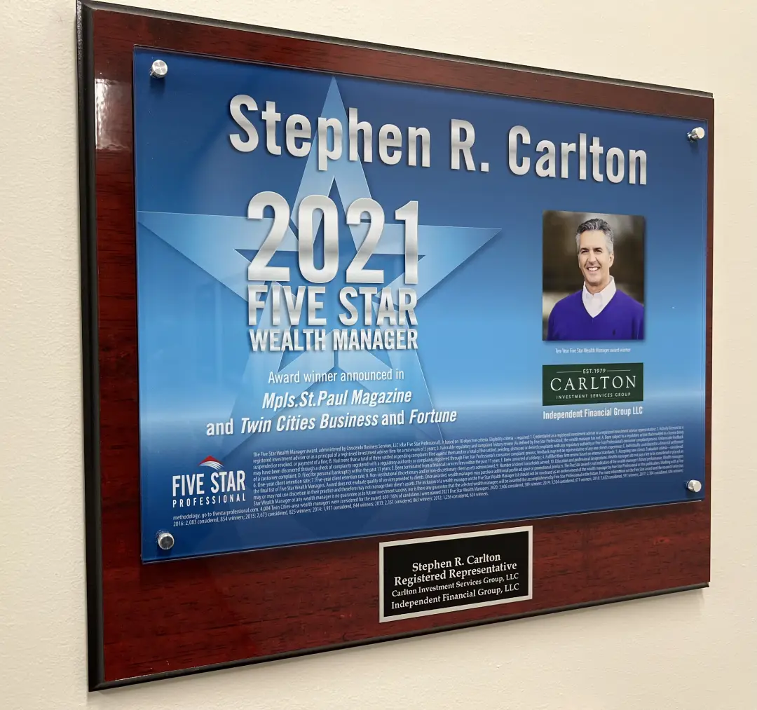 Stephen R. Carlton 2021 Five Star Wealth Manager Award
